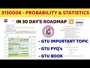 3130006 - Probability and Statistics in 30 Day's Roadmap | Important Topics | GTU PYQ's | GTU Book