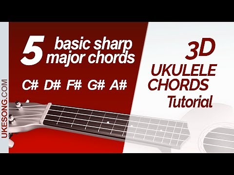5 basic sharp major ukulele chords | Learn to play C#, D#, F#, G#, A#,