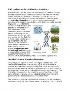 DNA Markers in Agriculture Worksheet for SubPlan & Homework