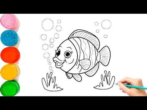 Baby shark drawing and colouring for kids and toddlers||how to draw a cute fish