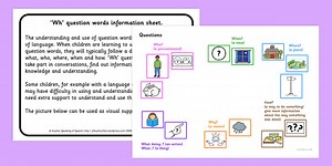 Wh Question Word Information Sheet