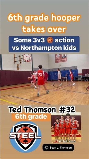 Ted Thomson #32 6th grade — 9-for-11 shooting lights out finish to 3v3 tourney. Class of 2032