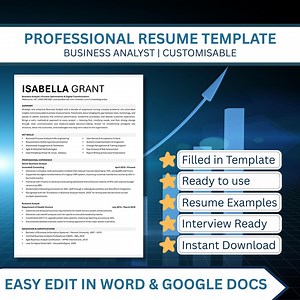 Business Analyst Resume Template – Data‑driven CV | Ats‑friendly | Editable - Etsy Australia