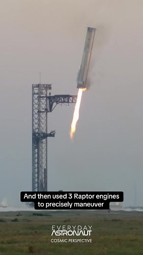 SpaceX’s Starship Super Heavy Booster falling from space and being caught by the launch tower! #starship #flight5 #ift5 #spacex
