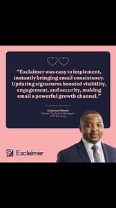 When your email signatures are consistent, engaging, and secure, what’s not to love? @cis_security_ltd shares how Exclaimer delivers consistent, professional signatures that boost visibility, engagement, and security. #email #emailsignatures #security | Exclaimer | Facebook