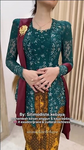 Emerald Kebaya with Maroon Sash | Timeless Elegance from Indonesia 🇮🇩 #ethnicwear #kebaya