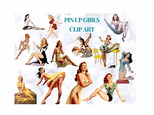 Rockabilly Pin up Girl Clip Art: 1950s Retro PNG Files - Etsy