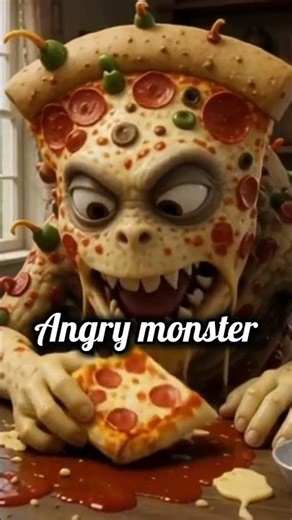 🍕😡 The Angry Pizza Monster#AngryPizza #PizzaMonster #MonsterAttack #FoodMonster #ScaryShorts#shorts