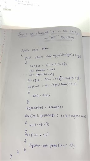 @code.with.j on Instagram: "Day 22/365 #java #insertion #array #dsa #coding"