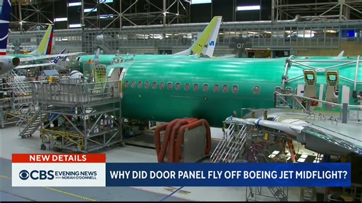 695K views · 188 reactions | After an in-flight blowout of a door panel on an Alaska Airlines flight, both Alaska and United Airlines are finding loose bolts on their grounded Boeing 737-MAX 9 planes. United says it believes the issue stems from an installation problem. https://cbsn.ws/47sJEWy | CBS Evening News | Facebook