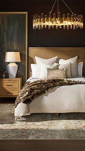 The Gilded Heritage story finds beauty in balance where classical influence meets contemporary refinement. Rich woods, soft luster, and aged metallics evoke the patina of the past, while tailored silhouettes and thoughtful layering bring the look into the present. Drawing on classical motifs and centuries-old techniques, every detail tells a story-from hand-knotted rugs to antiqued glass and burnished brass. Shop the look from Surya Spaces Vol. 08, link in bio. | Surya