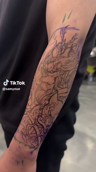 Start to a monkey king half sleeve!! So many learning curves from one session; we love progress 🥸 #fyp #tattooapprentice #tattoosleeve #sydney
