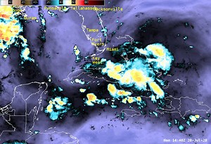 The axis of an active tropical wave is passing across the Florida Keys as it moves west-northwestward toward the Gulf of Mexico. It is bringing some showers and thunderstorms to our area. The disturbance has a 30% chance of development in the Gulf of Mexico. For more details, please visit hurricanes.gov and weather.gov/key | US National Weather Service Key West Florida