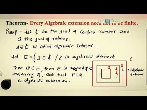 Every algebraic Extension need not to be finite || Theorem on algebraic Extension || Field Theory