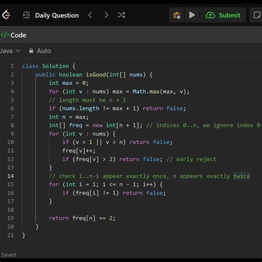 2784 Check if Array is Good