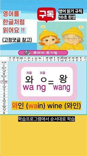 로마자#영어읽기규칙204(와)#왕초보영어#영단어#시니어#다문화가정#외국인한글배우기#korea #한국어