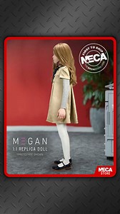 She’s more than a toy, she’s family. 🖤 This 1:1 replica is based on M3GAN’s on-screen appearance, duplicated from actual film-used digital files to be the most screen-accurate representation available anywhere! It has an articulated inner-armature, movable eyes, and synthetic hair (matched to screen-used hair samples). This fantastically accurate replica doll stands approximately 55 inches tall and will be an excellent addition to any family! Pre-order M3GAN now — NECA Store orders will be Firs