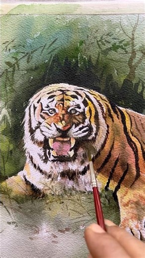 🐅Tiger in Water Colour Painting | Watercolour Painting 🖌️ #ytshorts #painting #tiger