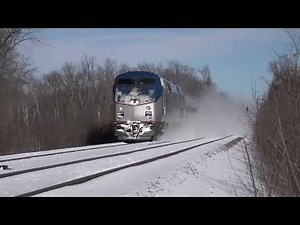 Blizzard Trains ! Amtrak and CSX Diesels in the Snow! 4K