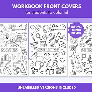 Editable Printable Workbook Covers | Colour In Subject Pages (Back to School)