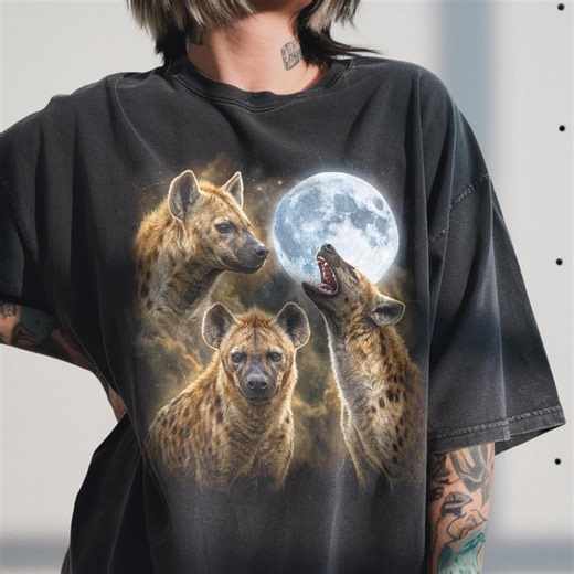 Comfort Colors® Three Spotted Hyena Moon Shirt, Spotted Laughing Yeen, Bone Crusher, Safari Scavenger - Etsy