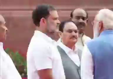 BREAKING : This is absolute cinema 🔥Rahul Gandhi and Narendra Modi had a minute long interaction Just look at the body language and expressions of Rahul Gandhi. No fear, no shoulders down and no loose eye contact. Sigma pro max 🗿On the other hand, just notice Modi 😭He doesn't look like someone who is winning almost every election across India Also notice how ANI changing camera angles to avoid showing Rahul Gandhi's dominance. Desperate attempt 😂
