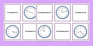 Time Pairs Matching Cards