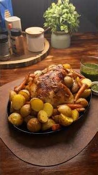The Juiciest Roast Chicken With Potatoes and Carrots. Orange Herb Butter#chicken #chickenrecipe