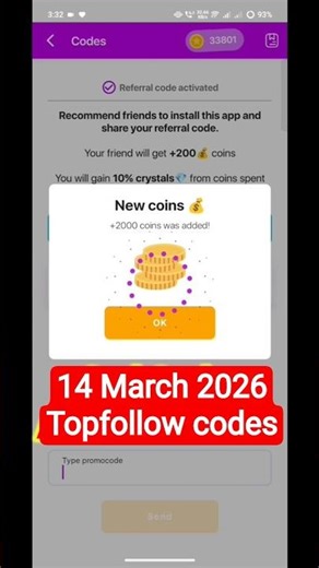 Top Follow Promo code Today ❤️top follow promo code 💖 top follow code today 🥰 #topfollowcode #viral