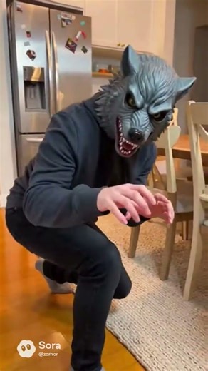 Man wears realistic wolf mask to scare wife but pays for it