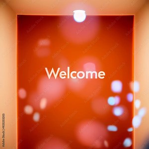 Welcome light text typography on orange bokeh background, welcome text animated background, can be used for web. on line. Motion background