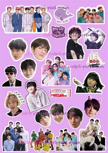 BTS Printable Stickers - Etsy