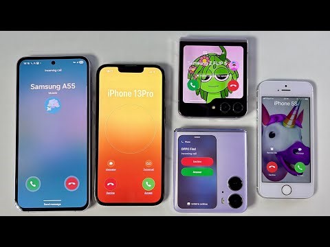 Incoming Call iPhone 5S + iPhone 13 Pro + OPPO Find 2N Flip + Samsung Z Flip 5 + Galaxy A55