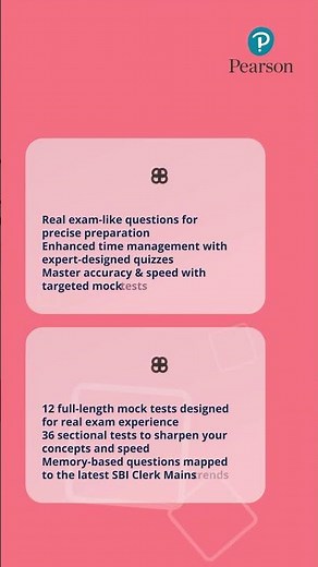 SBI Clerk Mains with expert mock tests! Practice with Veranda Race & Pearson. #SBICLERK #ExamPrep