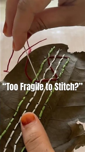 “I Thought This Would Break… But Look 👀”#embroidery #youtubeshorts #leafart
