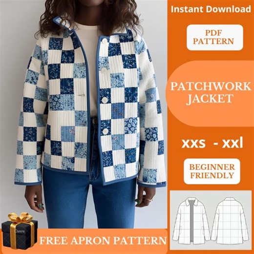 Patchwork Jacket Sewing Pattern PDF – Quilted Floral Coat Pattern – Cottagecore – Easy Beginner Friendly Tutorial - Etsy Canada