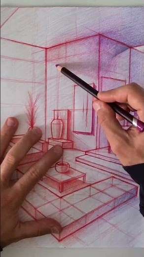 How to Color Interior Sketch with Analogous Colors using Colored Pencils #shorts