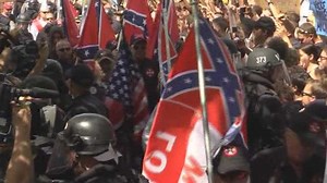 Counterprotesters outnumber, confront Klan supporters at KKK rally