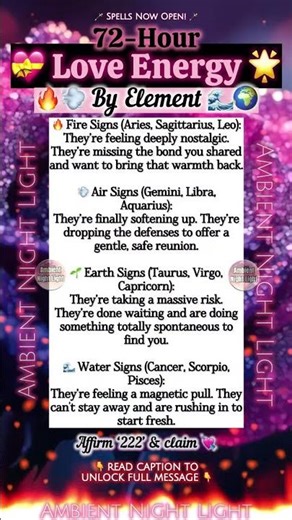 💘 72-Hour LOVE FORECAST by ELEMENT 🔥💨🌱🌊 NOSTALGIA VS. RISKS 💞