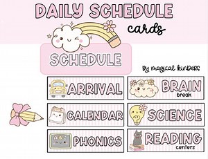 Pink Daily Schedule Cards
