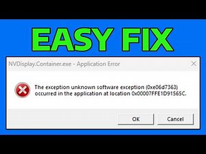 How To Fix Unknown Software Exception Error 0xE06D7363 in Windows
