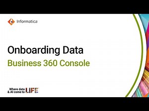 Onboarding Data in Business 360 Console