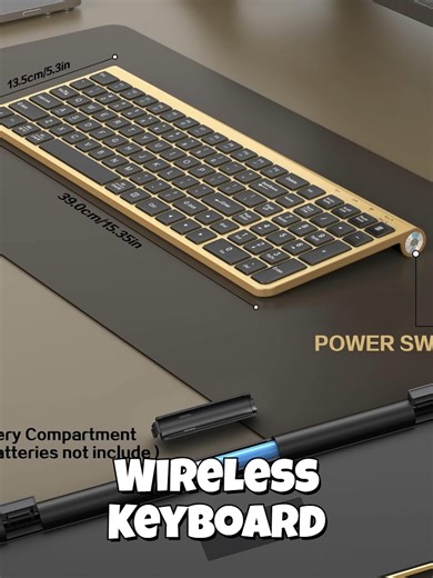 JOYACCESS Black Gold Wireless Keyboard-For more details about product go to link #office #keyboard #bluetooth