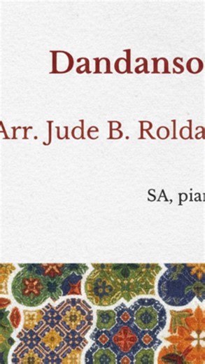Muziksea on Instagram: "Dandansoy (SA) Arr. Jude B Roldan Dandansoy is a well-known Hiligaynon (Ilonggo) folk song from the Philippines, commonly associated with the Panay region. The text expresses the quiet sadness of parting, as the singer bids farewell while holding on to memory and emotional connection. This arrangement supports both musical growth and vocal development. The melodic writing encourages lyrical phrasing and expressive tone, while moments of melody transfer between voices and 