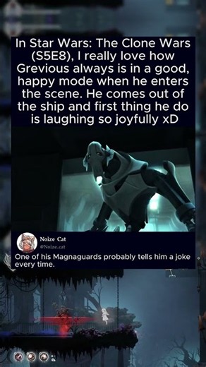 In Star Wars: The Clone Wars (S5E8), I really love how Grevious always is in a good, happy mode