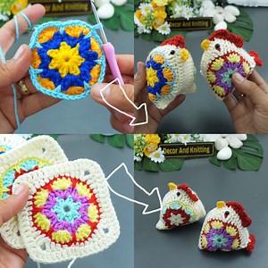 13K views · 136 reactions | part-1- knit a chicken using two granny squares! | Decor And Knitting | Facebook