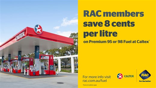 For a limited time, RAC members save 8c per litre on premium 95 and 98 fuel at participating Caltex locations.⛽ Simply show your card at point of sale to save🚗 Offer is valid until 31 July 2025. See online for your nearest location and full terms & conditions. https://brnw.ch/21wTkIv | RAC WA