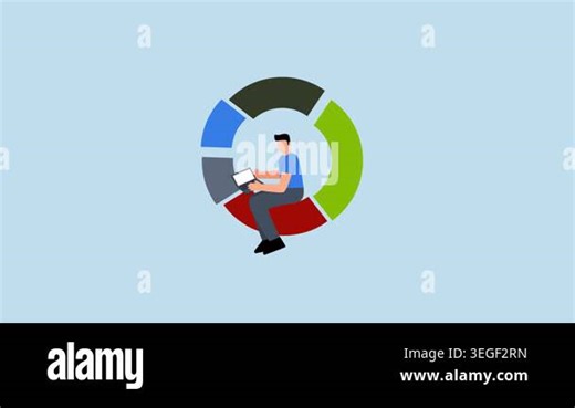 4k animation of businessman working with computer laptop on pie chart Stock Video Footage - Alamy