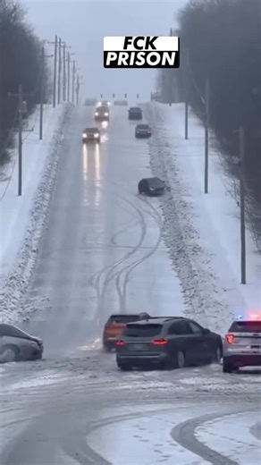 #whodafckwannago2prison on Instagram: "Icy Hill Becomes Unstoppable Slide as Cars Lose Control One After Another Midwestern United States A steep roadway turned into a sheet of ice and chaos after winter conditions caused multiple vehicles to lose traction and slide uncontrollably downhill. Footage from the scene shows cars attempting to descend the hill slowly, only to begin drifting sideways as tires fail to grip the frozen pavement. One vehicle spins completely around and slides into the shou