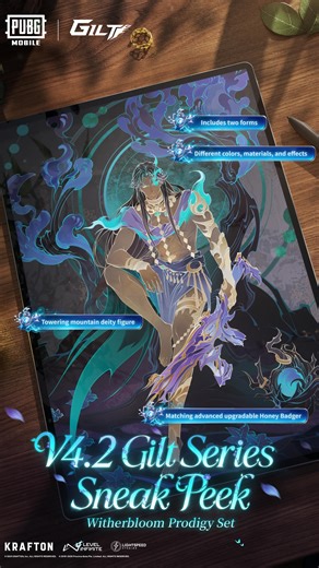 Upcoming V4.2 Outfit Sneak Peek! First reveal of new Gilt Set! He has two forms with various colors, materials, and effects, along with a matching advanced upgradable Honey Badger. Which feature is your favorite? Leave your comments! Stay tuned! Download Now:https://pubgmobile.go.link/SETSPREHEAT420 #SETSPREHEAT420 #PUBGMSETS420 #PUBGMOBILE #PUBGMSETS | PUBG MOBILE